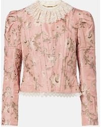 Chloé - Baroque Silkblend Taffeta Jacket With Floral Jacquard - Lyst