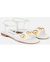 Manolo Blahnik - Chaouhen Embellished Leather Sandals - Lyst