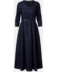 Max Mara - Vela Embellished Belted Denim Midi Dress - Lyst