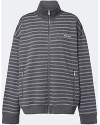 Miu Miu - Striped Cotton Zip-Up Sweatshirt - Lyst