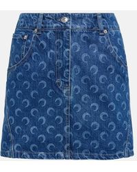 Marine Serre - Minigonna di jeans con stampa - Lyst