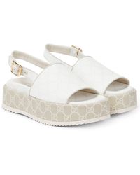 Gucci GG Platform Canvas Sandals - White