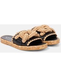 Tod's - Kate Leather And Jute Slides - Lyst
