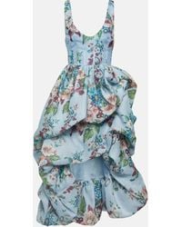 Zimmermann - Matchmaker Floral Linen And Silk Midi Dress - Lyst