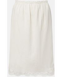 Posse - Darya Embroidered Linen And Cotton Midi Skirt - Lyst