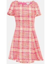 Oscar de la Renta - Fringed Checked Tweed Minidress - Lyst