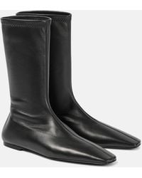 TOTEME - Leather Square-Toe Sock Boots - Lyst