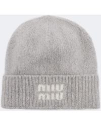Miu Miu - Logo Mohair-Blend Beanie - Lyst