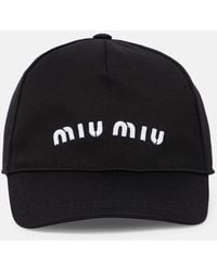 Miu Miu - Cappello da baseball in cotone con logo - Lyst