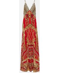 Camilla - Printed Silk Slip Dress - Lyst