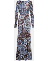 Etro - Paisley Crepe Jersey Maxi Dress - Lyst