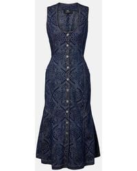 Etro - Printed Denim Midi Dress - Lyst