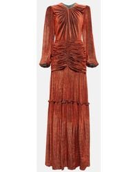 Costarellos - Sabrina Ruched Devoré-velvet Gown - Lyst