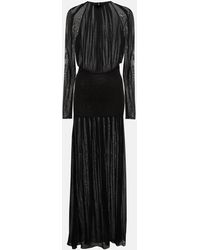 Saint Laurent Semi-sheer Mockneck Tulle Gown - Black