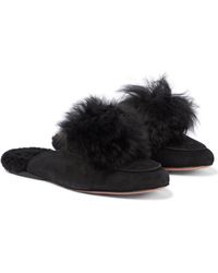 Slippers Foxy de piel de Aquazzura de color Neutro sandalias y chanclas de Zapatillas de casa Mujer Zapatos de Zapatos planos 
