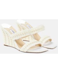 Jimmy Choo - Bridal Sacoria 85 Embellished Wedge Mules - Lyst