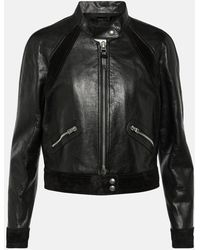 Tom Ford - Giacca biker cropped in pelle - Lyst