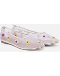 STAUD - Alba Floral Mesh Ballet Flats - Lyst