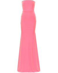 Alex Perry Robe longue bustier Payson en velours - Rose