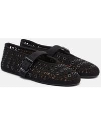 Alaïa - Verzierte Ballerinas Vienne Aus Veloursleder - Lyst