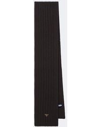 Prada - Ribbed-Knit Virgin Wool Scarf - Lyst