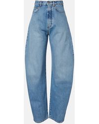 Alaïa - High-Rise Barrel-Leg Jeans - Lyst