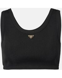 Prada - Ribbed Jersey Crop Top - Lyst