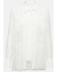 Dolce & Gabbana - Blouse en soie melangee a logo - Lyst