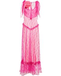 Rodarte Floral Lace Maxi Dress - Pink