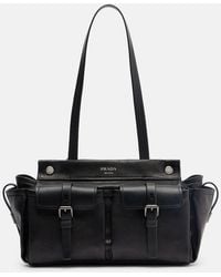 Prada - Route Leather Tote Bag - Lyst