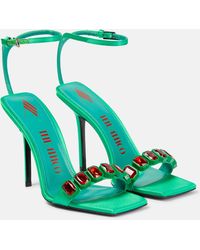 The Attico - Sienna Embellished Satin Sandals - Lyst