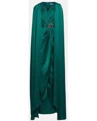 Safiyaa - Irene Cape-effect Crystal-embellished Satin Gown - Lyst