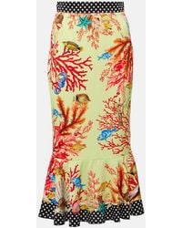 Dolce & Gabbana - Capri Printed Silk-Blend Midi Skirt - Lyst