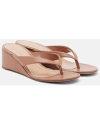Gianvito Rossi - Leather Wedge Thong Sandals - Lyst