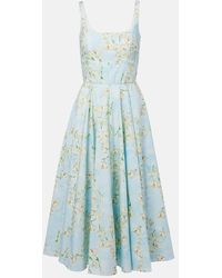 Emilia Wickstead - Midikleid Mona Aus Baumwolle - Lyst