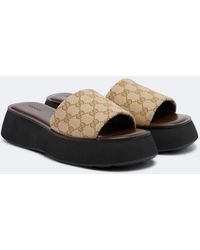 Gucci - Gg Canvas Platform Slides - Lyst