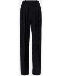 Plan C - Pinstripe Wool-Blend Wide-Leg Pants - Lyst