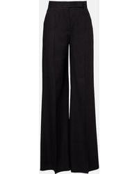 Max Mara - Linen And Silk Twill Wide-Leg Pants - Lyst