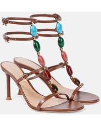 Gianvito Rossi - Shanti 70 Embellished Leather Sandals - Lyst