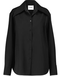 Jil Sander Virgin Wool Crêpe Gabardine Shirt - Black