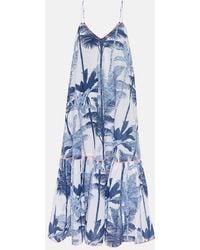 Juliet Dunn - Printed Cotton Slip Midi Dress - Lyst