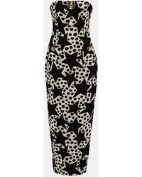 Area - Vestido Largo En Jacquard Con Cristales - Lyst