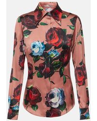 Dolce & Gabbana - Camicia in raso di misto seta con stampa - Lyst