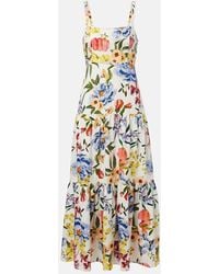 FARM Rio - Floral Linen-Blend Midi Dress - Lyst