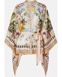 CAMILLA - Embellished Printed Silk Blouse - Lyst