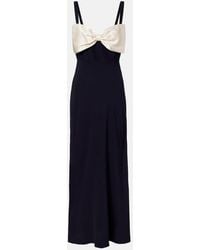 RIXO London - Bow-Detail Satin Midi Dress - Lyst