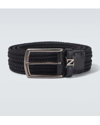 ZEGNA - Woven Leather-Trimmed Belt - Lyst