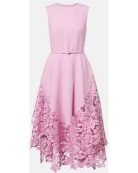 Oscar de la Renta - Wool-Blend And Lace Cocktail Dress - Lyst