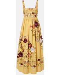 Agua Bendita - Robe Longue Barbara En Coton A Fleurs - Lyst