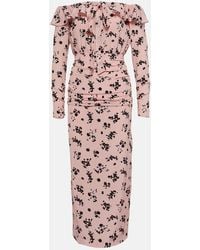 Alessandra Rich - Bedrucktes Off-Shoulder-Midikleid Aus Seide - Lyst